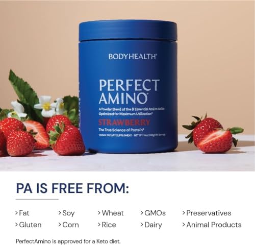 BodyHealth PerfectAmino Powder - BCAA and EAA Powder for Pre and Post Workout - Amino Acid Energy Drink for Men and Women to Support Lean Muscle and Recovery - Strawberry - 60 Servings - Image 6
