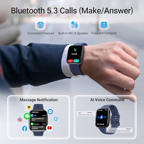 Smart Watches for Women/Men Android iPhone, [1.85" AMOLED Screen] Smartwatch Fitness Tracker 3ATM Waterproof with Bluetooth Calls, AI Control, Heart Rate/SpO2/Sleep Monitor, 7 Days Battery - Image 2