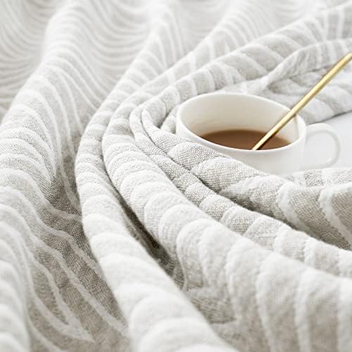 jinchan 100% Cotton Muslin Blanket Twin Boho Throw Blanket 60x80 Soft Gray - Image 5