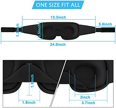 Sleep Mask, Super Soft 3D Contoured Cup Sleeping Mask, Upgraded 100% Blockout Light Sleep Masks for Women Men with Adjustable Strap, Comfortable Concave Molded Eye Covers for Sleeping, Black - Image 6