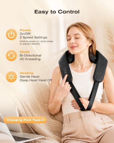KNQZE Cordless Neck Massager with Graphene Heating & Brushless Motor - Image 3