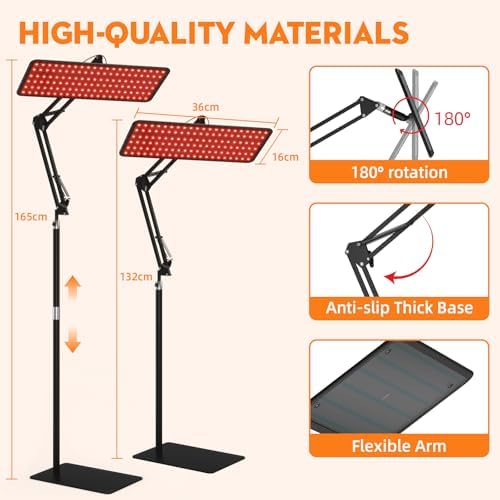 Red Light Therapy for Face and Body, 3-Wavelength (660nm Red, 850nm, 940nm Infrared) LED Infrared Light Therapy Lamp with Adjustable Stand, Protective Glasses for Home Use, Gift for Women Girls - Image 7