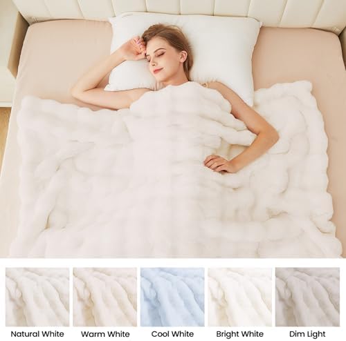 ORINOVA Light Beige Faux Fuzzy Fur Blanket Queen Size 90x90 Ultra Soft Thick Fluffy Blanket Queen for Bed Couch Cozy Furry Home Decor 1000 GSM - Image 7