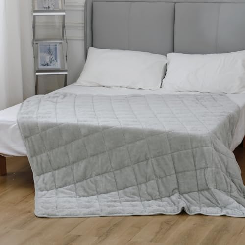 Weighted Blanket, Plush Fleece Blanket Ultra Soft - Fluffy Cozy Throw for Bed Couch Sofa, Warm Fuzzy Blanket for Adults (Light Grey, 48"x72" 10 lbs) - Image 4