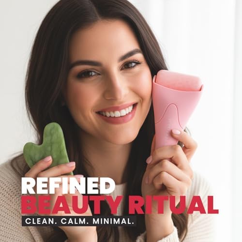ROSELYNBOUTIQUE Ice Roller for Face & Gua Sha Facial Tools - Wrinkles Fine Lines Puffiness Massager Facial Skin Care Guasha Tools Self Care Gifts for Men Women (Pink) - Image 2