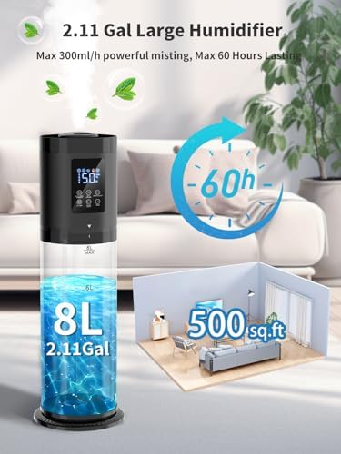 8L Humidifiers for Bedroom, 30dB Quiet, 500ft² Coverage, 60H Runtime - Image 2