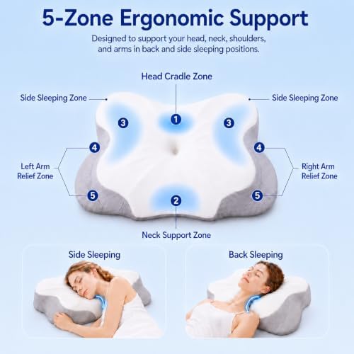 Cervical Neck Pillow for Pain Relief,Memory Foam Ergonomic Pillow - Image 4