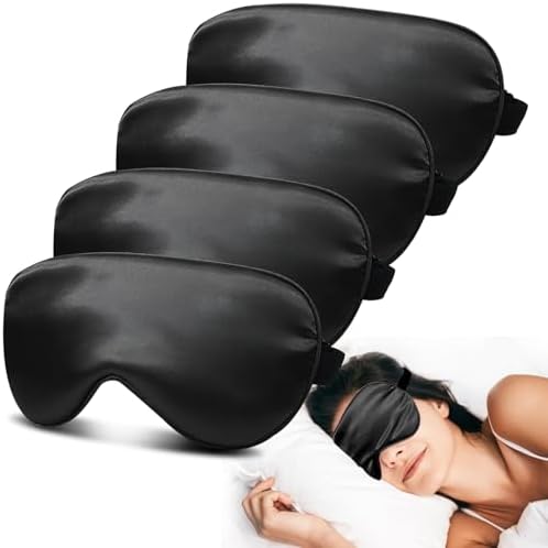 4 Pack Silk Sleep Mask, Blackout Eye Mask with Adjustable Strap by JroyJoy