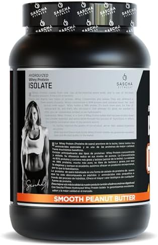 SASCHA FITNESS Hydrolyzed Whey Protein Isolate,100% Grass-Fed (2.3 Pounds, Peanut Butter) - Image 2