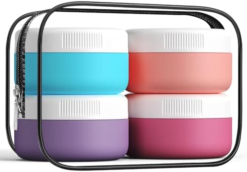 Kuangre Travel Containers for Toiletries, Silicone Cream Jars BPA-Free, Leak-proof 1.35oz Travel Size Containers, Portable Size Silicone Jars with Lid for Cosmetic Face Hand Body Cream (4 Pack) by Kuangre