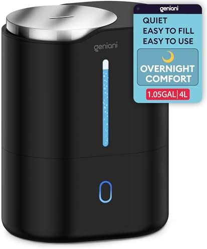 GENIANI Ultrasonic Cool Mist Humidifier for Bedroom, Large Rooms, Home, 4L - Easy Fill & Clean Humidifier for Plants w/Auto Shut-off, 40H Runtime - Quiet, Top Fill Air Humidifier & Vaporizer for Baby by GENIANI