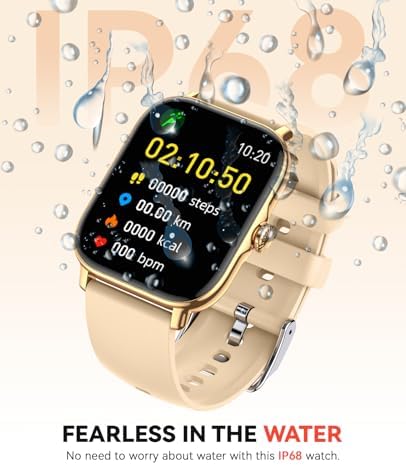 Smart Watch for Women Men- Answer/Make Call, IP68 Waterproof Fitness Step Tracker Watch with Sleep Monitor/Activity Counter/110+ Sport Mode, Smartwatch for Andriod iPhone Compatible, Gold - Image 6
