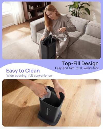 Humidifier Large Room, 2.1Gal/8L Cool Mist Humidifiers for Bedroom 500 sq ft, Humidifiers for Home with Essential Oil Diffuser, Top Fill Quiet Humidifier for Baby Nursery Office Plants, Black - Image 6