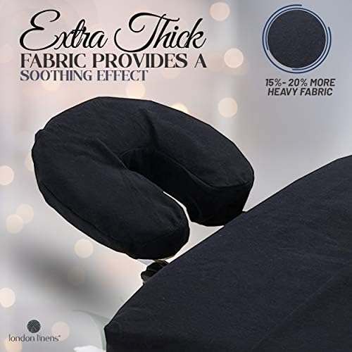 LONDON LINENS Pack of 4, Premium Extra Thick 100% Cotton Flannel Massage Tables Face Cradle Covers Cozies Fitted - Includes 4 pcs (Black) - Image 3