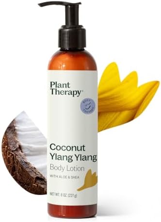 Plant Therapy Coconut Ylang Ylang Body Lotion with Aloe & Shea 8 oz Sweet Tropical Natural Scent with Floral Warmth, Everyday Hydration for Soft, Smooth Skin, Lightweight Feel Absorbs Without Residue by PlantTherapy