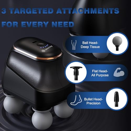 4 Head Massage Gun Deep Tissue, Mini Percussion Muscle Massage Gun for Pain Relief, Portable Electric Muscle Massager with 5 Speeds, 3 Attachments, USB Rechargeable - Ideal Gift for Men & Women - Image 4