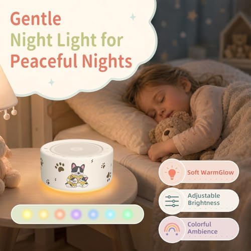 Kipcush White Noise Machine for Baby & Adults, Sleep Sound Machine with 30 Soothing Sounds, 8-Color Night Light, Memory Function, White Noise for Sleeping, Nursery, Office, Travel, Relaxation - Image 6