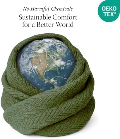 Threadmill Luxury 100% Cotton King Herringbone Blanket, Olive - Image 6