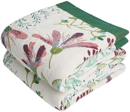 VANJOROY Boho Throw Blanket, 100% Organic Cotton Breathable Ultra Soft 91" x 108" King Bed Quilt Throw - All Season Floral Rustic Farmhouse Decor Luxury Blanket for Sofa Couch Chair and Gift by CHOOSEVANJOROYENJOYAMORECOMFORTABLEFEELING