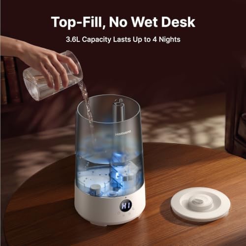 Homvana 3.6L Top-Fill Cool Mist Humidifiers for Bedroom, Large Room(Black) - Image 5