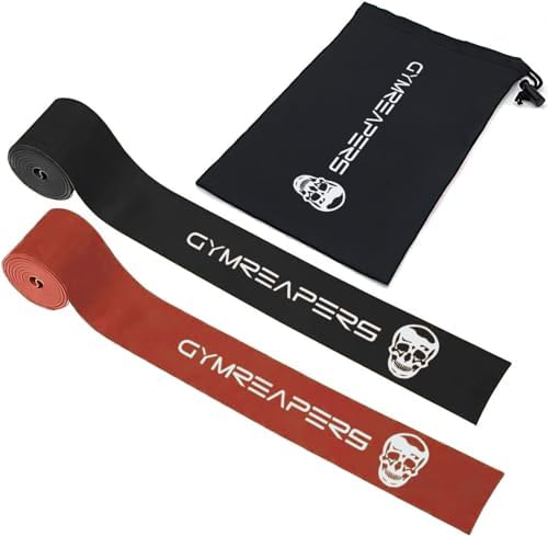 Floss Muscle Bands for Recovery & Flossing Sore Muscles and Increasing Mobility - Compression Stretch Band Pair with Carrying Case by Gymreapers