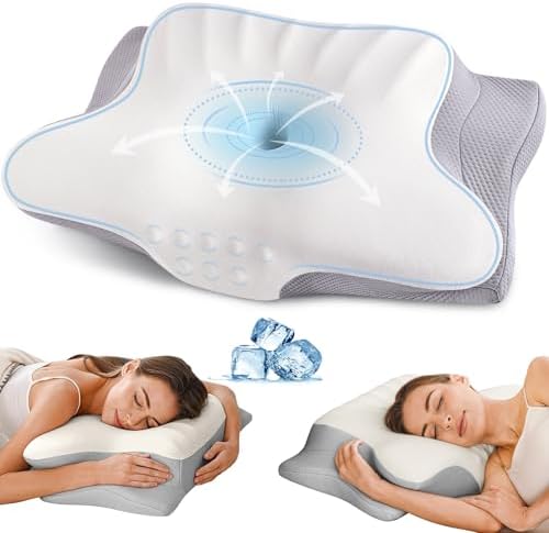 Ylekto Cervical Neck Pillow for Pain Relief - Contour Memory Foam Pillows for Sleeping, Ergonomic Pillow Side Sleeper Pillow for Neck Support, Bed Pillow for Side Back Stomach Sleepers(Grey) by Ylekto