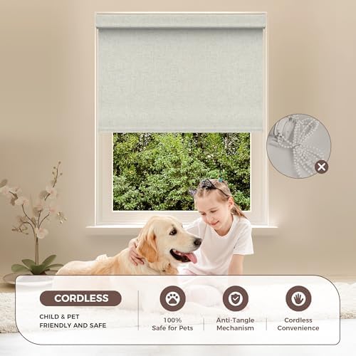 Allesin zen No Drill No Tools Blackout Roller Shades for Windows, 100% Blackout Linen Fabric,Renter-Friendly,UV Protection,Cordless Roller Blinds for Home, Office, Bedroom(Linen,36x48) - Image 6