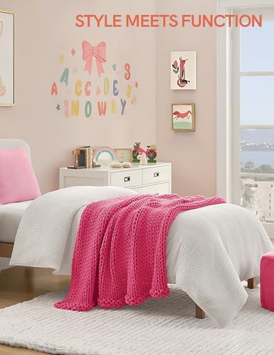 YnM Cooling Weighted Blanket, 100% Cotton Handmade Chunky Knitted Blanket, Weighted Lap, Breathable Heavy Blankets, Machine Washable Throw for Sleep or Home Decor (Rose Pink, 35x40 Inch, 5lbs) - Image 2