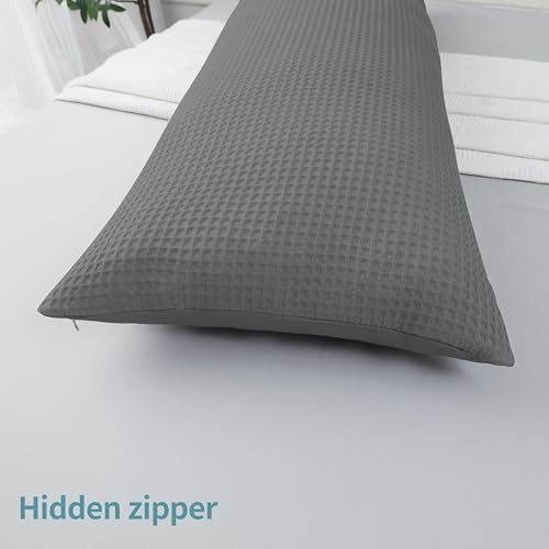 100% Egyptian Cotton 600 TC Waffle Weave Body Pillowcase with Zipper - Image 5