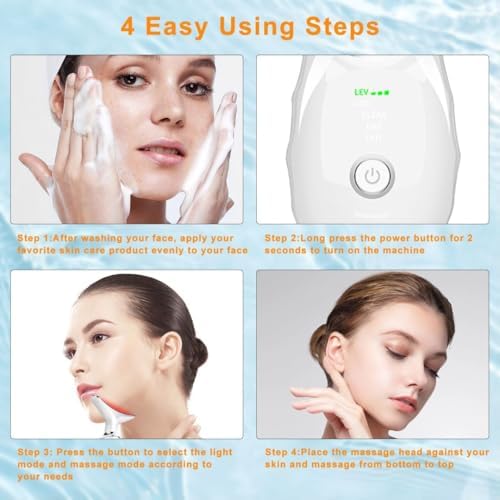 Facial Beauty Device, Face Massager Tool for Skin Care, Based on Triple Action LED, Thermal, and Vibration Technologies, Red and Blue LED Light, 7 Color Led Face and Neck Massager for Home Use - Image 5