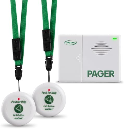 Smart Caregiver Pager System with 2 Call Buttons for Elderly Assistance, Fall Prevention, and Nurse Calling | Wearable Wireless Pager for Patient Help at Home | USA-Based Company and Customer Support by SmartCaregiver