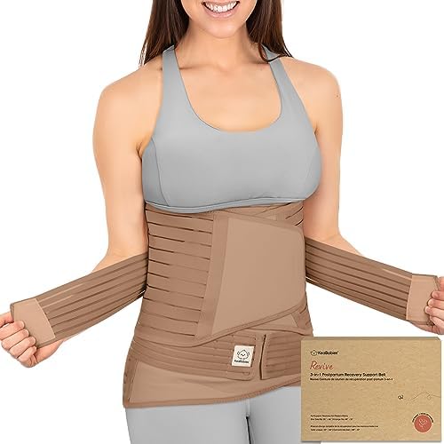 3 in 1 Postpartum Belly Support Recovery Wrap Band (Warm Tan, M/L) by KeaBabies
