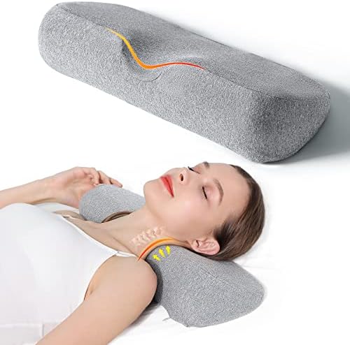 Cervical Neck Pillows for Pain Relief Sleeping, Memory Foam Neck Bolster Pillow for Stiff Pain Relief, Neck Support Pillow Neck Roll Pillow for Bed Pillow (Light Grey) by Cozyhealth