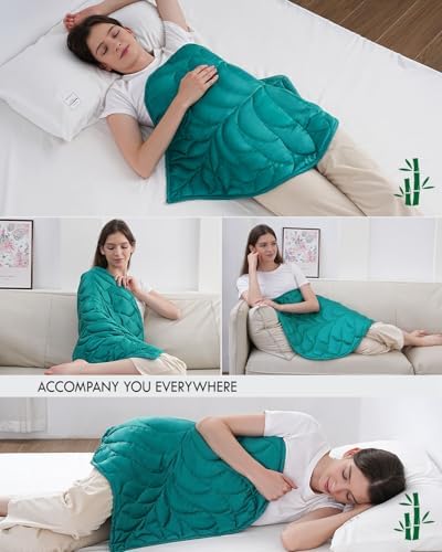 Kaisa Weighted Blanket for Adults(5 lbs, 23"x29"), Weighted Lap Blanket Machine Washable, Small Heavy Blankets with Glass Beads for Home Sleep &Travel,Green - Image 5