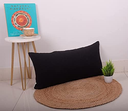 Trade Star Handloomed Throw Pillow case 100% Cotton Pillow Cover Mudcloth Bedding Cushion Case Boho Accent Cushion Case Modern Farmhouse Décor (Black Solid 12X24 INCHES) - Image 4