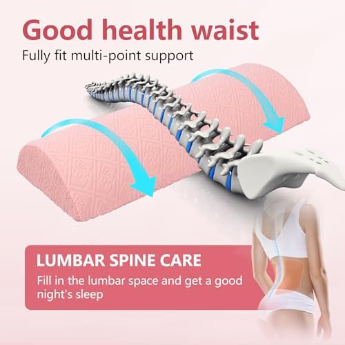 Cozyhealth - 2.95" H*18.7" L - Soft Small Lumbar Pillow for Sleeping, Memory Foam Back Lumbar Support Cushion for Lower Back Pain Relief Bed Waist Sleep Support Pillow for Side, Back (Pink, Small) - Image 4