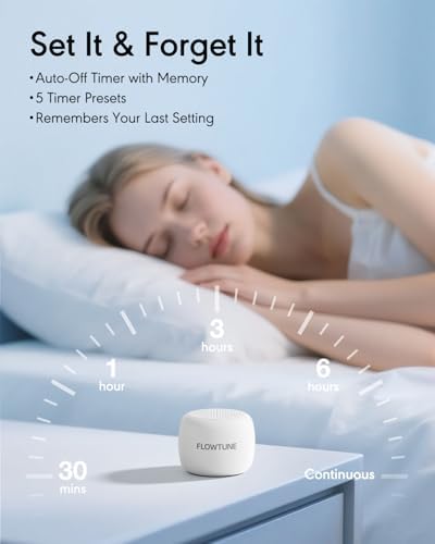 FLOWTUNE Sound Machine White Noise Machine for Baby Adults, 18 Non-looping Sounds, Timer, Memory Function, Portable Sleep Sound Therapy Gift (White) - Image 5