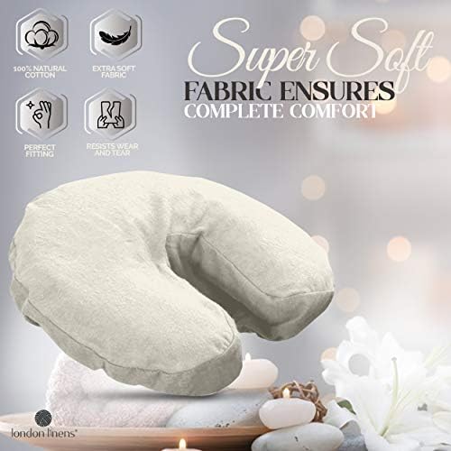 London Linens Pack of 4, Premium Extra Thick 100% Cotton Flannel Massage Tables Face Cradle Covers Cozies Fitted - Includes 4 pcs (Natural) - Image 2