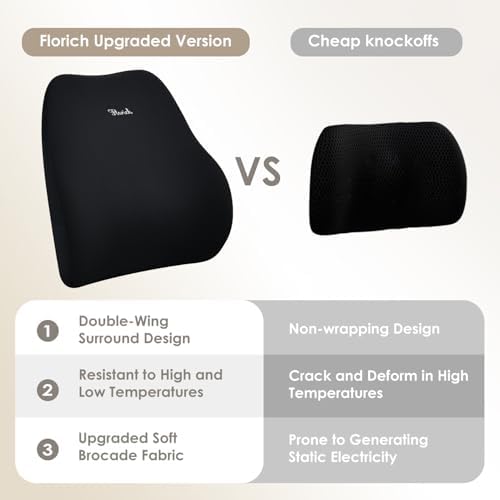 FLORICH Car Seat Cushion and Lumbar Support Pillow, Ergonomic Memory Foam Driving Seat Cushions for Back & Sciatica Pain Relief, Non-Slip Cushion for Car, Office, Truck, Wheelchair, Gaming Chair-Black - Image 2