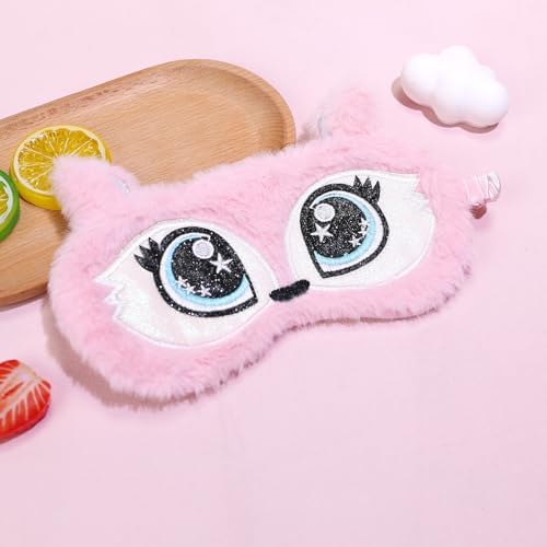 PERFECTSIGHT Sleep Eye Masks, Cute Plush Sleep Eye Cover Lightweight Adjustable Eyeshade Faux Fur Mask Cover for Women Men Sleep Travel Nap, Fox - Image 4