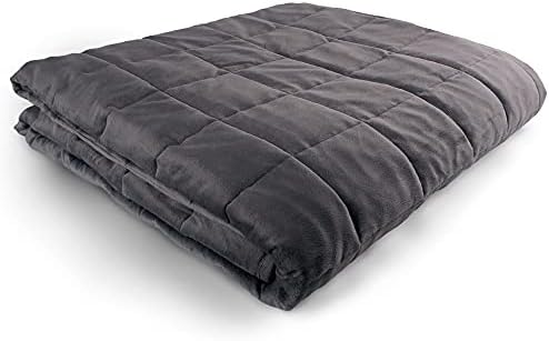 Hug Bud Weighted Blanket - 80" X 87" - 20-lbs - No Cover Required - Fits Queen/King Size Bed - for 100-150-lb Adult - Silky Minky Grey - Premium Glass Beads - Calming Stimulation Sensory Relaxation by HugBudWeightedBlankets
