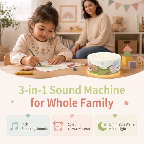 Kipcush White Noise Machine for Baby & Adults, Sleep Sound Machine with 30 Soothing Sounds, 8-Color Night Light, Memory Function, White Noise for Sleeping, Nursery, Office, Travel, Relaxation - Image 2