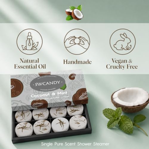 SWCANDY Coconut & Mint Shower Steamers 8 Pack, Home Spa Self Care - Image 6