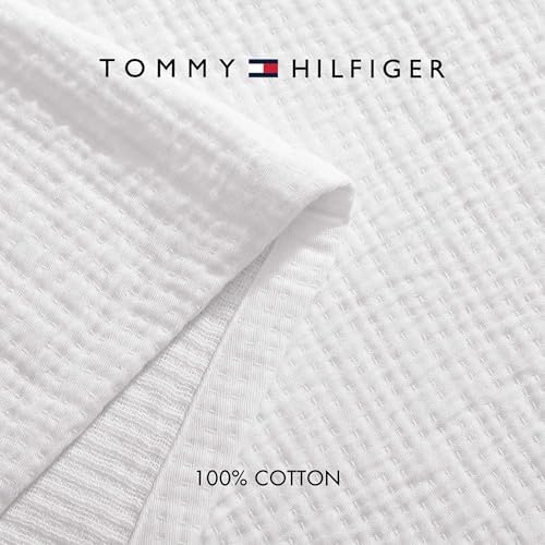 Tommy Hilfiger - Queen Cotton Blanket, Woven Running Stitched Bedding, Medium Weight Soft Blanket, Anti-Pilling & Fade Resistant, Ideal for Layering, Oeko-TEX Certified (White) - Image 5