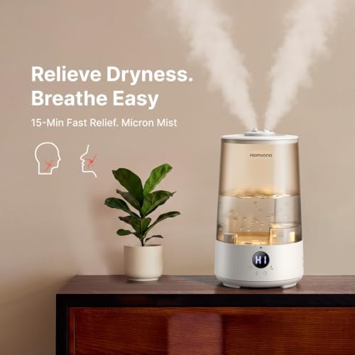 Homvana 3.6L Top-Fill Cool Mist Humidifiers for Bedroom, Large Room(Grey) - Image 2