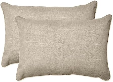 Pillow Perfect Tory Solid Indoor/Outdoor Large Lumbar Pillow Plush Fill, Weather and Fade Resistant, Large Lumbar - 16.5" x 24.5", Ivory, 2 Count by PillowPerfect