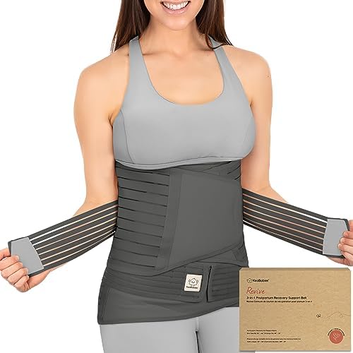 3 in 1 Postpartum Belly Support Recovery Wrap Band (Mystic Gray, M/L) by KeaBabies