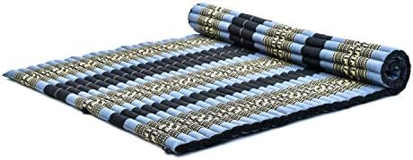 Leewadee - Foldable Floor Mattress - Japanese Roll Up Futon -Trifold Tatami Mat- Guest Floor Bed - Camping Mattress - Thai Massage Mat, Kapok Filled, 75 x 57 inches, Blue - Image 4