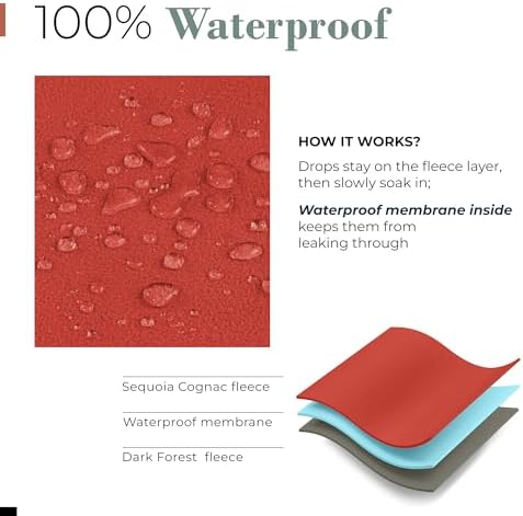 Waterproof Blanket for Bed & Couch Protection, Reddish/Green, 80"x90" - Image 6