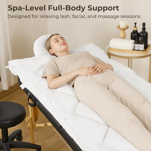 3inch Plush Lash Bed Topper Set – Waterproof Massage Table Topper, Cozy Pillow Top Cover Fits Spa & Massage Tables For Esthetician Lash Artist,Includes White Massage Pad & Face Cradle Cover - Image 4